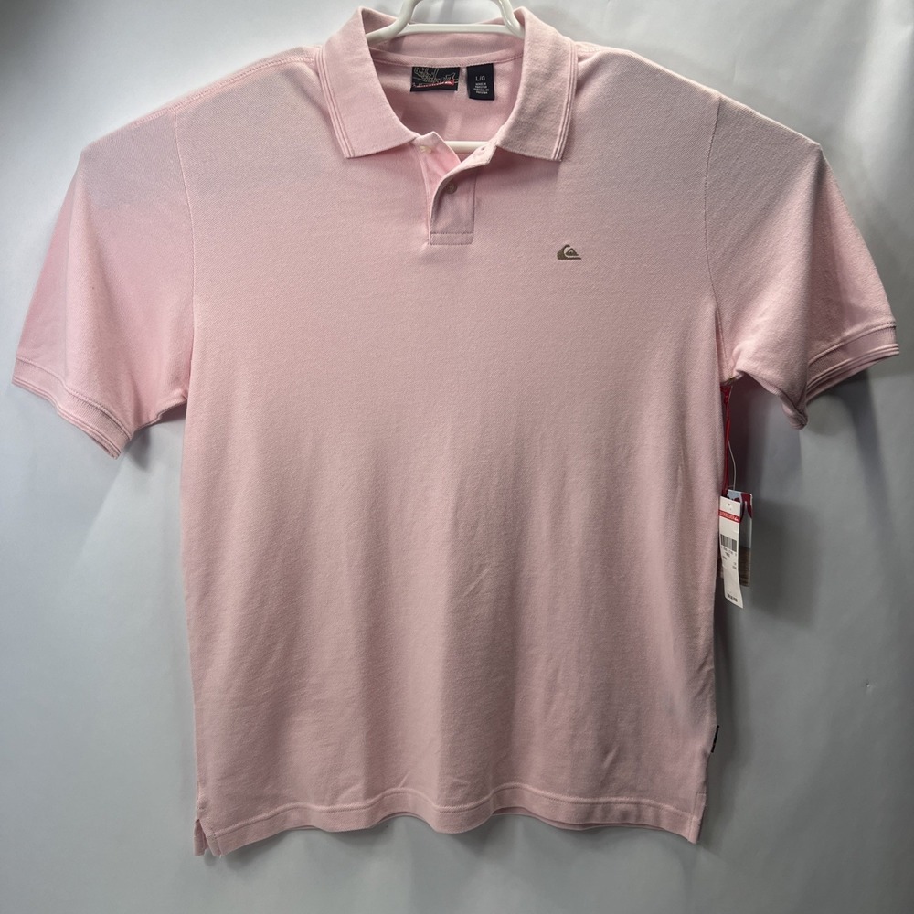 Quiksilver Men's Polo Shirt Size L Large 100% Cotton Pink New With Tags.